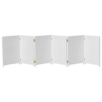 2 ft. Short Woven Fiber Room Divider 6 Panel White