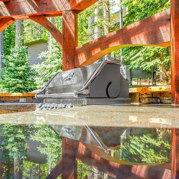 Timber Frame Pergola, BBQ, Live Edge & Granite Countertop