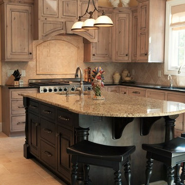 Crystal Cabinet Kitchen, Knotty Alder, Black Highlights