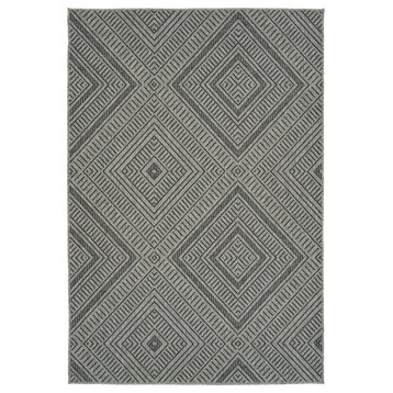 Kaleen Bacalar Bac02-38 Geometric Rug, Charcoal, Gray, Silver, 4'0"x6'0"