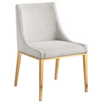 Meridian Furniture - Haines Polyester Fabric Dining Chair, Beige - Give your dining room a touch of contemporary charm with this Haines polyester fabric dining chair. Exuding beautiful refinement and elegance from all angles, this chair gives your dining room an instant makeover. Soft beige polyester fabric covers every square inch of the back and seat, giving the chair a luxurious feel against the skin while making maintenance a breeze. Brushed gold legs on the chairs' metal frames add an elegant finish to the design.