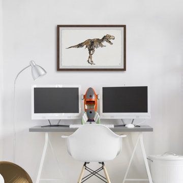"T-Rex Skeleton" Framed Painting Print