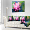 Large Lotus Flower in the Pond Floral Throw Pillow, 18"x18"