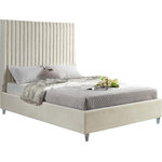 Meridian Furniture - Candace Velvet Upholstered Bed, Cream, Queen - Elegant and eye-catching, the stunning Candace Bed from Meridian Furniture is the perfect addition to any bedroom. Rich velvet covers the deep Channel tufted design. Strength and beauty is guaranteed with a solid wood frame and acrylic legs.