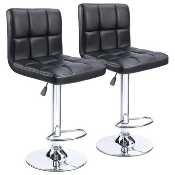 PU Leather Adjustable Bar Stool Counter Height Chair With Backrest, Set of 2