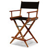 World Famous Balcony Height Director Chair, Walnut Stain Finish, Black