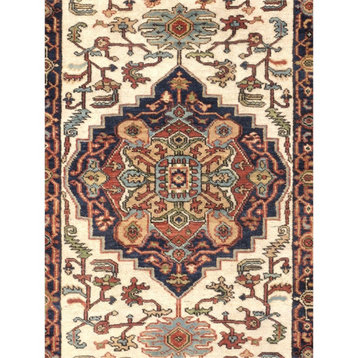 Pasargad Home Serapi Hand-Knotted Wool Area Rug 2'11" X 24' 2" Ivory