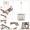 Farmhouse  Square wooden and metal Chandelier, 4-Lights