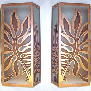 Monstera Sconces - Aged Copper