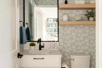 Trendy powder room photo in Calgary