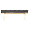 Nuevo Louve Faux Leather Tufted Bench in Black and Gold
