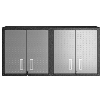 Pemberly Row Modern Metal Floating Garage Cabinets in Gray (Set of 2)