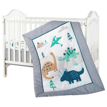 The Jungle Friends 3 Piece Baby Nursery Bedding Set, Cute Dino, 33 X 42