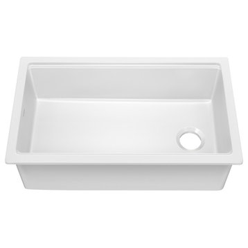 Turino 33" Fireclay Workstation Drop-In/ Undermount Kitchen Sink, Glossy White