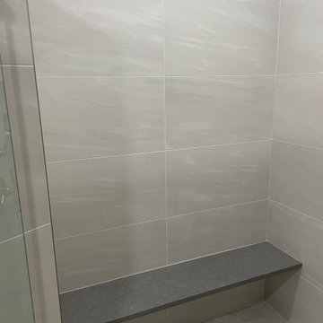 MASTER BATHROOM - Large Shower with 16" x 32" Porcelain Tile, Hex Floor Tile