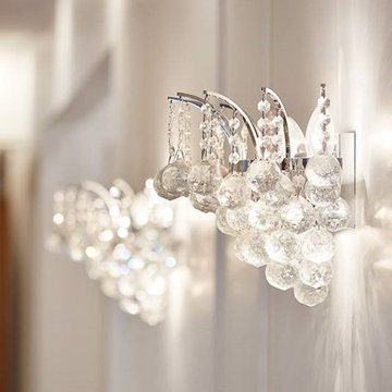French Empire 3-light Full Lead Crystal Chrome Finish Wall Sconce-light