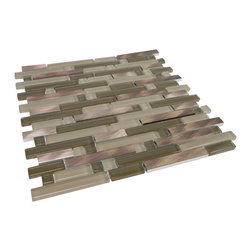 Glossy Light and Dark Brown & Brown Aliminum Authentic Glass Mosaic Tiles Collec - Home Accessories & Decor