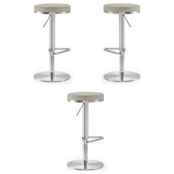 Home Square Fano 32" Fabric & Stainless Steel Barstool in Gray - Set of 3