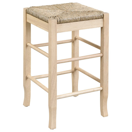 Square Rush Backless Counter Bar Stool, Blonde Oak