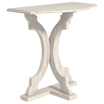 Doynton 23.6 in. W 22.8 in. H Half Moon Solid Wood Side Table, White