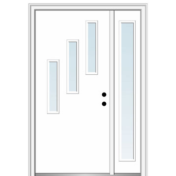 50"x80" 3 Lites Clear Left-Hand Inswing Primed Fiberglass Door, 6-9/16"