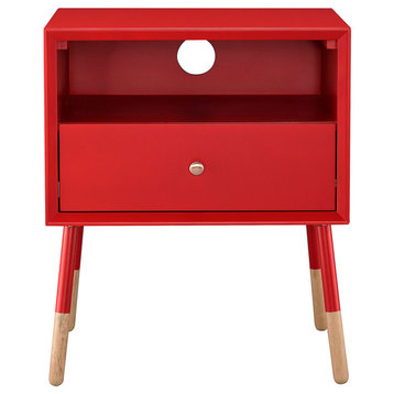 Soneto Collection 1-Drawer End Table, Red