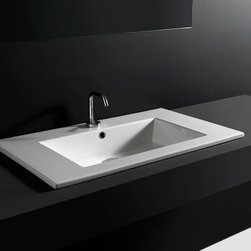 Drop 96 Drop-In Bathroom Sink in Ceramic White 37.8" x 20.1" - Bathroom Sinks