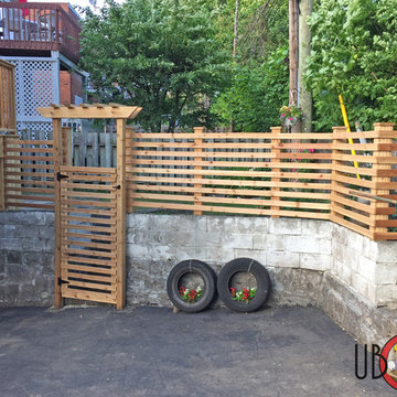Cedar Deck and Fence Wood Privacy Wall and Wood Spindle Railings