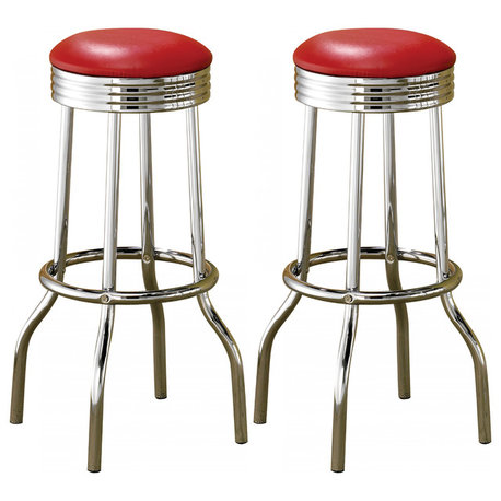 Emma Mason Signature Tiffany Metal Bar Stool in Red (Set of 2)