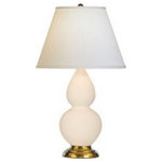 Robert Abbey - Robert Abbey 1774X Small Double Gourd - One Light Table Lamp - Shade Included: TRUE  Cord Color: SilverSmall Double Gourd One Light Table Lamp Bone Glazed Pearl Dupoini Fabric Shade *UL Approved: YES *Energy Star Qualified: n/a  *ADA Certified: n/a  *Number of Lights: Lamp: 1-*Wattage:150w E26 Medium Base bulb(s) *Bulb Included:No *Bulb Type:E26 Medium Base *Finish Type:Bone Glazed