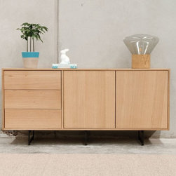 Odense Black Steel Leg Solid European Oak 165cm Sideboard Buffet by Bent Design - Buffets And Sideboards