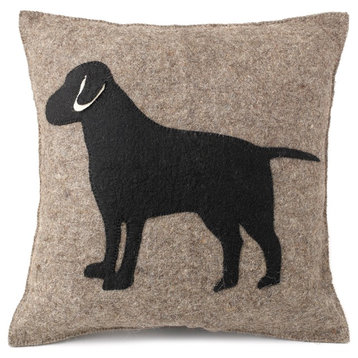 Black Lab Cushion Cover, Hand Felted Wool