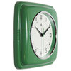 Square Retro Wall Clock, 9.25", Green