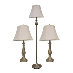 Decor Therapy - Decor Therapy 1 Light 3 Pack Lamp Set in Brushed Steel - Lamp Sets