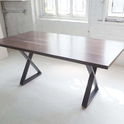 X-base Walnut Dining Table - Dining Tables
