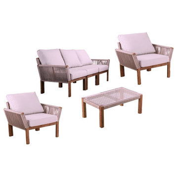 SEI Furniture Brendina 4-piece Wicker Outdoor Conversation Set in Natural