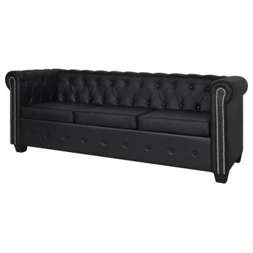 Vidaxl Chesterfield 3-Seater Artificial Leather Black