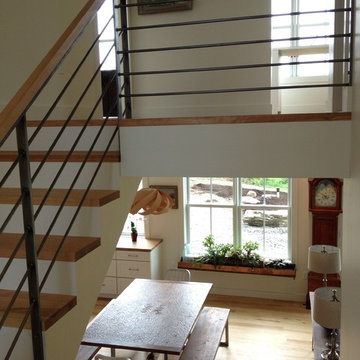 Open Stairwell, cold rolled steel and birch rail