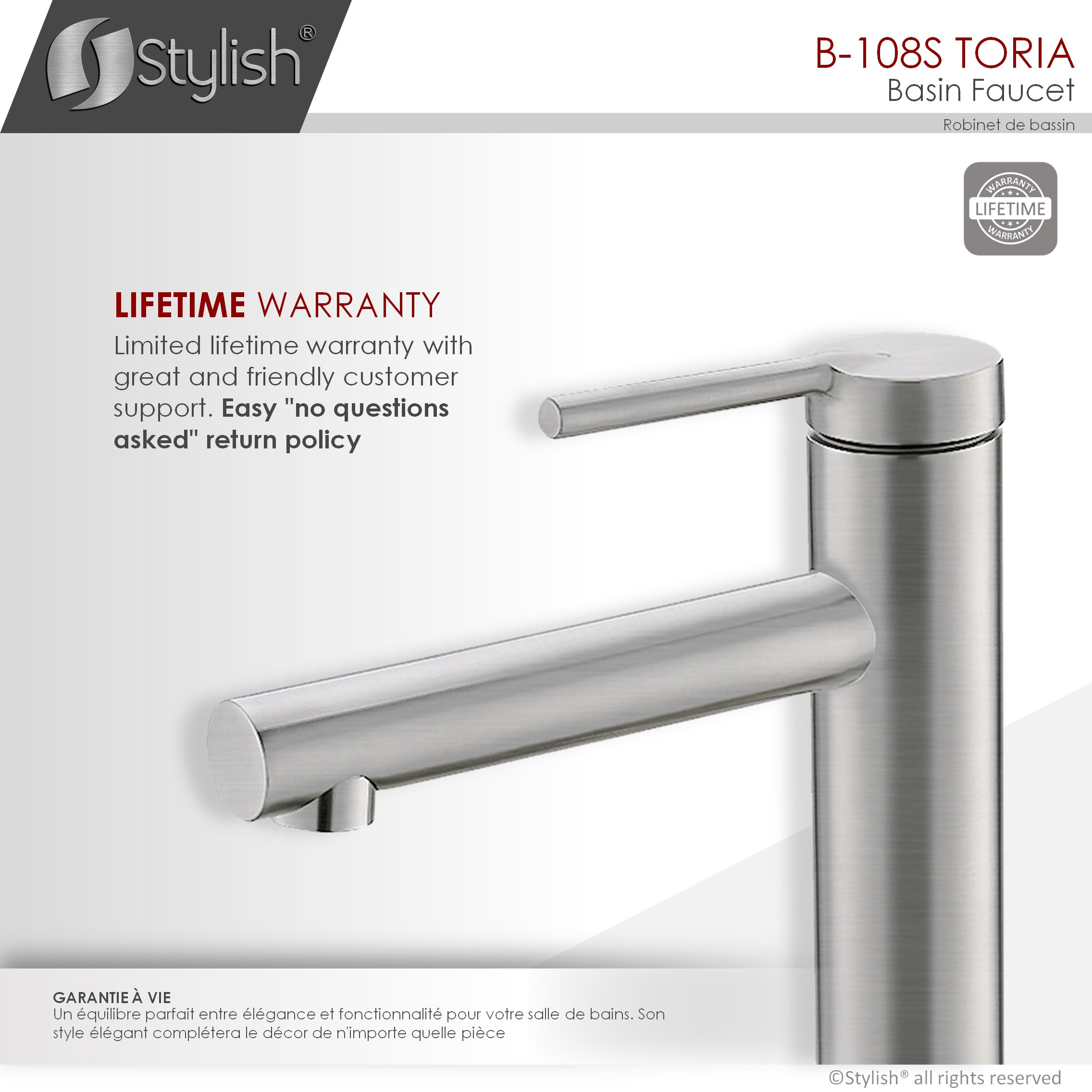 STYLISH Single Handle Modern Bathroom Faucet Basin Sink Faucet