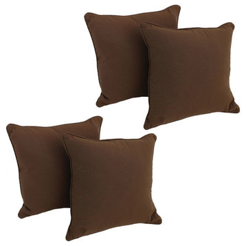 18" Double-Corded Solid Twill Square Throw Pillows, Set of 4, Chocolate