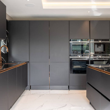 Modern Sleek Black Kitchen in St Albans