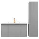 Blossom - Floating Bath Vanity, Wall Mounted Vanity, Grey, 36" W/ Sink, Side Cabinet - Features