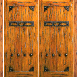 Double Door with Two Sidelites Exterior Prehung Knotty Alder - Front Doors