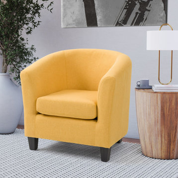 CorLiving Elwood Padded and Upholstered Tub Chair, Yellow