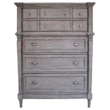 5 Drawers Chest With Metal Handles, French Gray