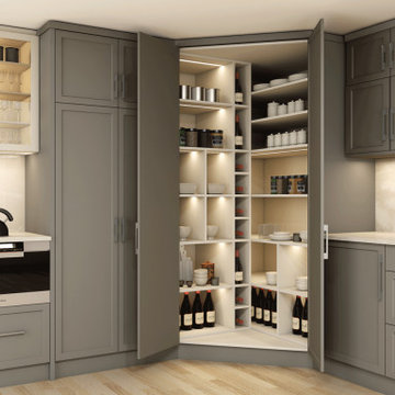 Onyx Grey L-shaped Handleless Kitchen Unit Supplied by Inspired Elements