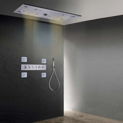 Thermostatic Recessed Ceiling Mount Led Rainfall Shower System, B Chrome Polishe - Showerheads And Body Sprays