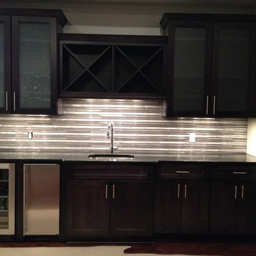 Eden Mosaic Tile Installations: Long Random Bar Silver Pewter/Chrome Tile