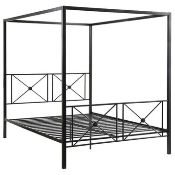 Lexicon Rapa Queen Metal Canopy Platform Bed in Black