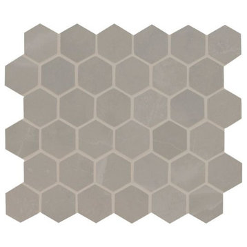 Sande Grey 2X2 Hexagon Matte Porcelain Mosaic, 8 Sheets